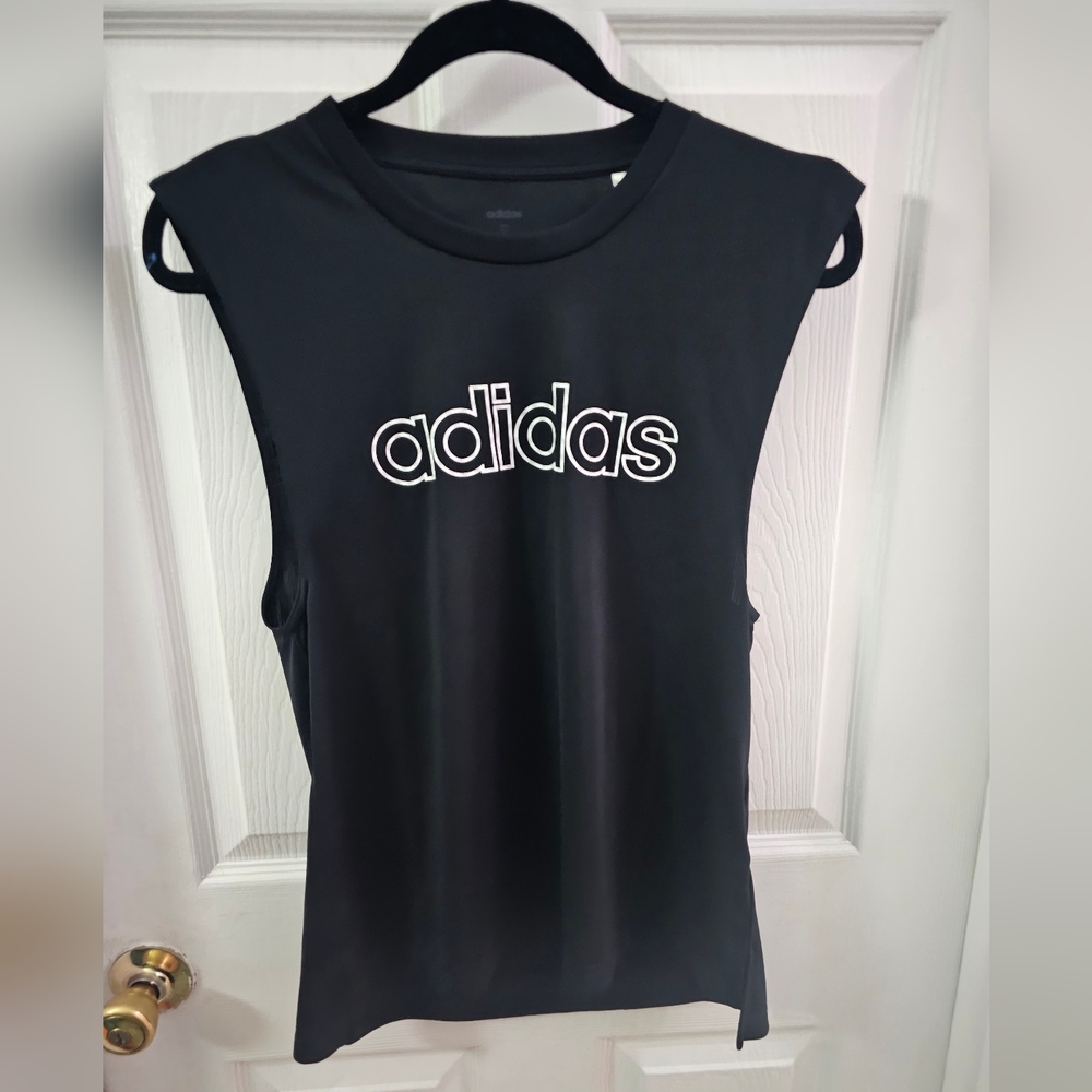Adidas Linear Aeroready Tank Top Black and White Sleeveless Size Small